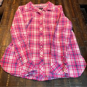 Talbots Women's Pink Plaid Button Down Shirt
